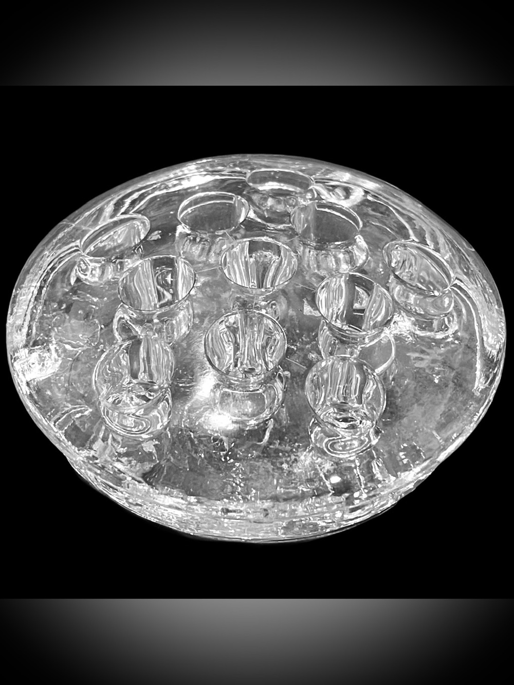 Vintage 1940s Flower Frog 11 Holes 3.5" Clear Glass - Floral Arrangements
